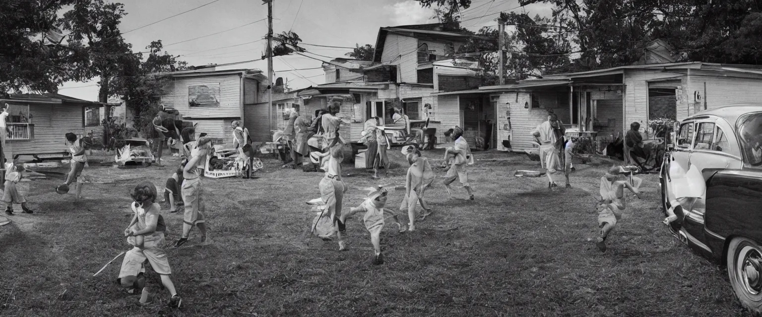 Prompt: detailed sharp photograph in the style of popular science circa 1 9 5 5 and gregory crewdson of little league baseball game