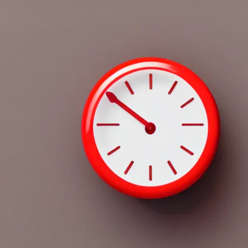 Prompt: Very tiny red alarm clock that looks like the iOS emoji and has the same colors, 3D clay render, 4k UHD, white background, isometric top down left view, diffuse lighting, zoomed out very far