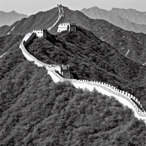 Prompt: great wall of china, view from the moon