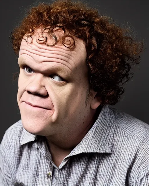 Prompt: john c. reilly wearing a wig made of cauliflower