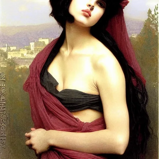 Image similar to 2 1 - year - old persian goth girl, drawn by william - adolphe bouguereau