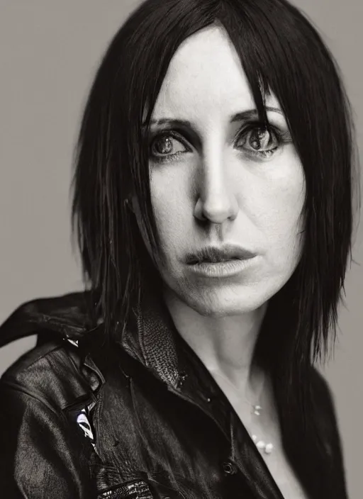 Prompt: portrait of beautiful 3 0 - year - old female trent reznor by mario testino, headshot, detailed, award winning, sony a 7 r