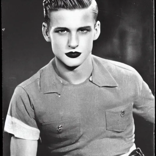 Prompt: a moderately handsome rebellious hot young guy, 1 9 3 8 photo