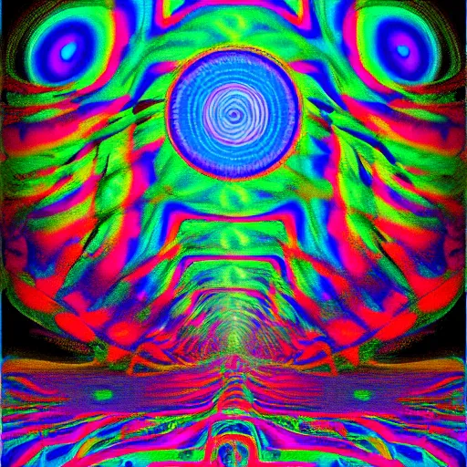 Image similar to dilated pupil psychedelic cosmic metaverse, a path to the high montains, glitch art, poster art