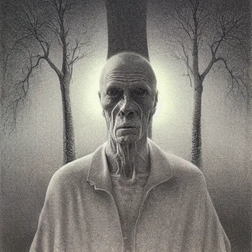 Image similar to zdzisław beksinski selfie