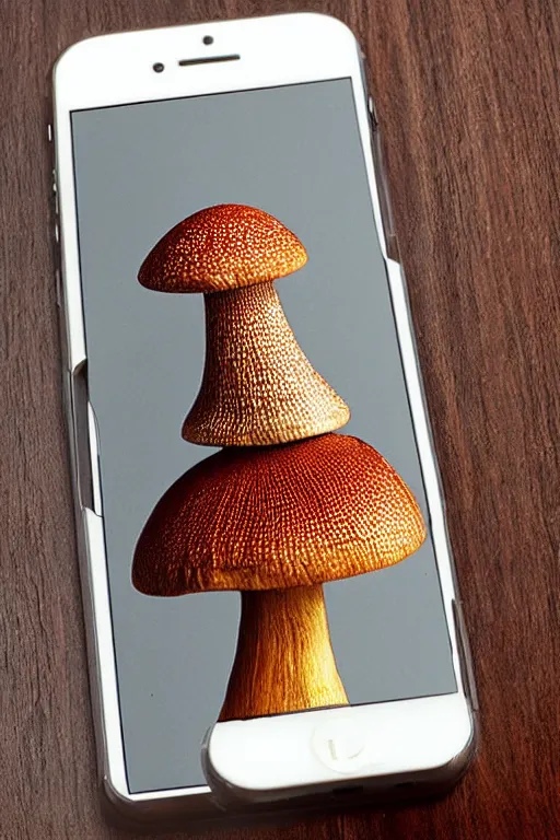 Image similar to photo of an iphone shaped like a mushroom, a mushroom phone model