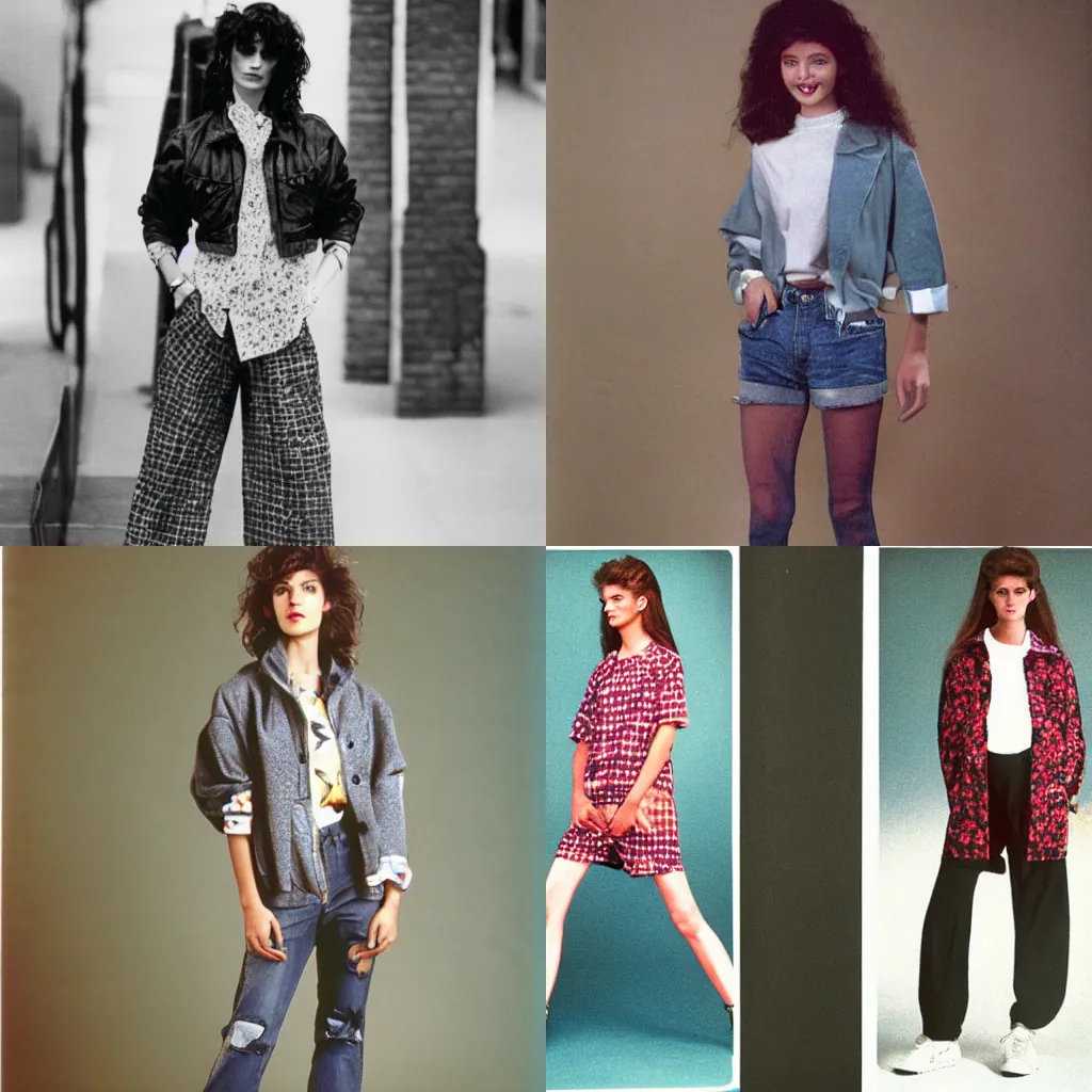 Prompt: model wearing trendy clothes in 1990