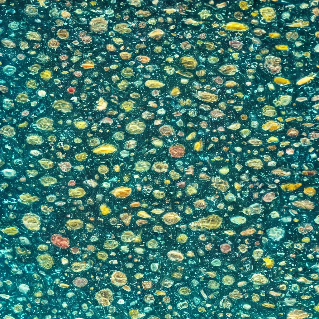 Prompt: close up photograph of aquatic microorganisms seen through a microscope, 4 k