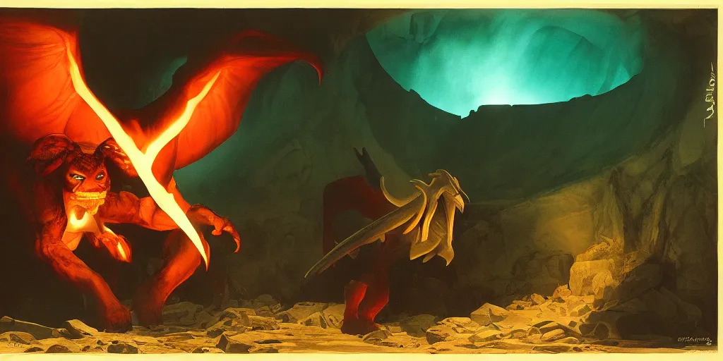 Image similar to a balrog emerging from the depths of moria. painting by georges de la tour, link from the legend of zelda is waiting