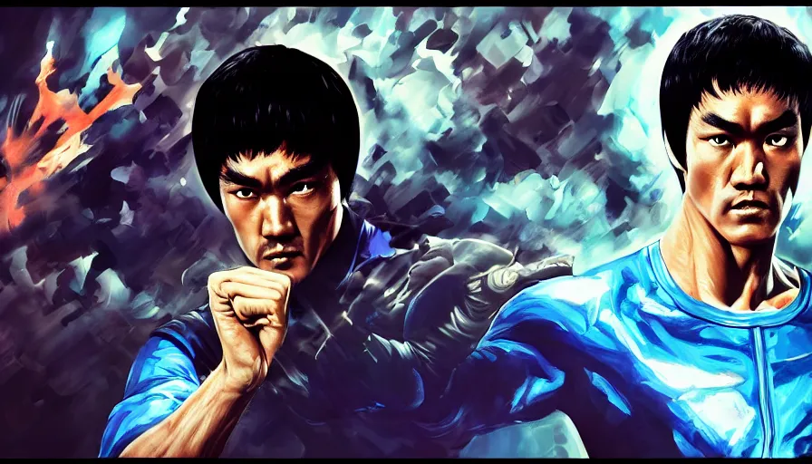 Image similar to Bruce Lee is Sub-Zero, hyperdetailed, artstation, cgsociety, 8k