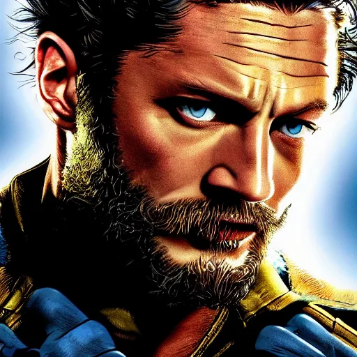 Image similar to tom hardy as wolverine from x - men digital art 4 k detailed super realistic