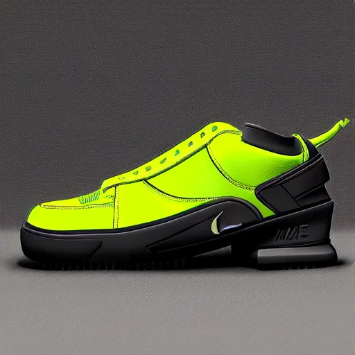 Image similar to nike airforce from cyberpunk 2 0 7 7, 3 d, ultra - realistic