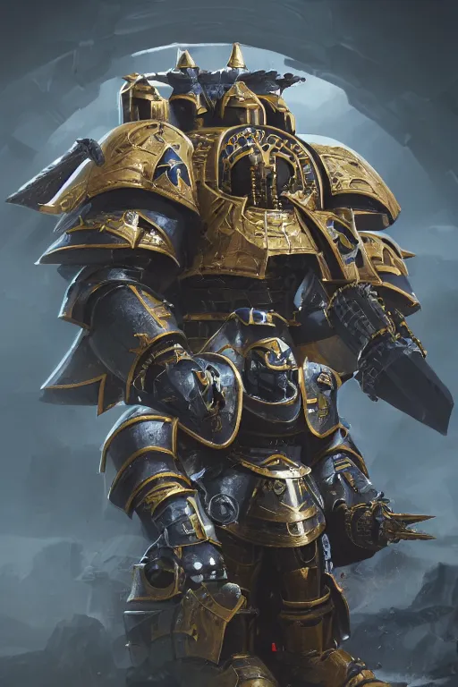 Image similar to armor portrait heros warhammer 4 0 k horus heresy fanart - the primarchs emperor by johannes helgeson animated with vfx concept artist & illustrator global illumination ray tracing hdr fanart arstation zbrush central hardmesh 8 k octane renderer