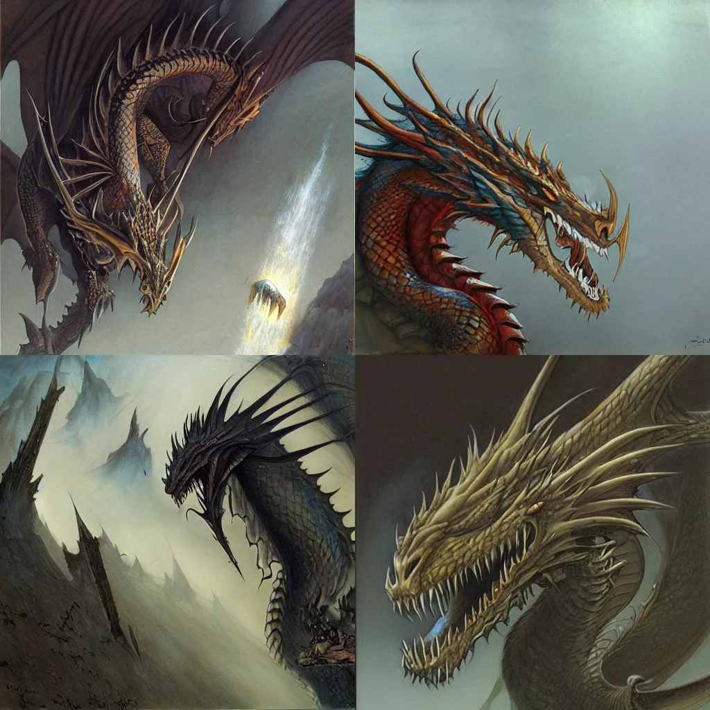 Prompt: dragon by john howe