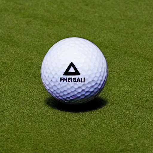 Image similar to golf ball with triangle shaped dimples, high res photo, beautiful commercial shot