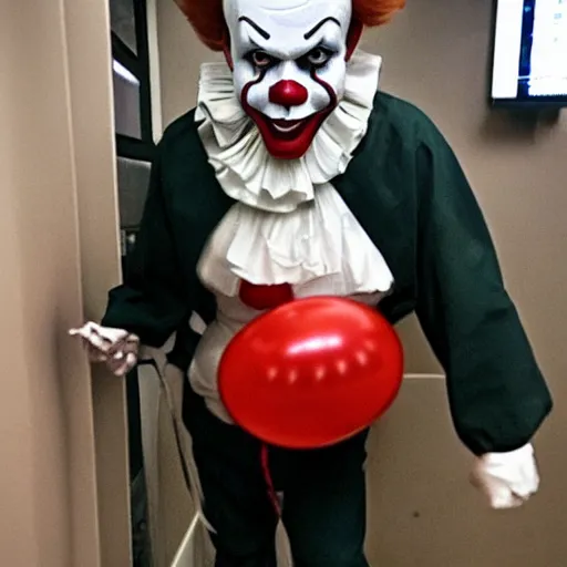 Prompt: pennywise working the night shift at the er