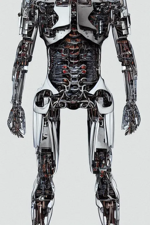 Image similar to futuristic cyborg anatomy full body drawing by da vinci