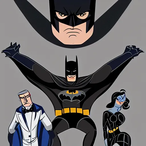 Image similar to Batman, animated series, Art Deco, toon shading, unity, 8k, 4k, trending on artstation, by Bruce trimm