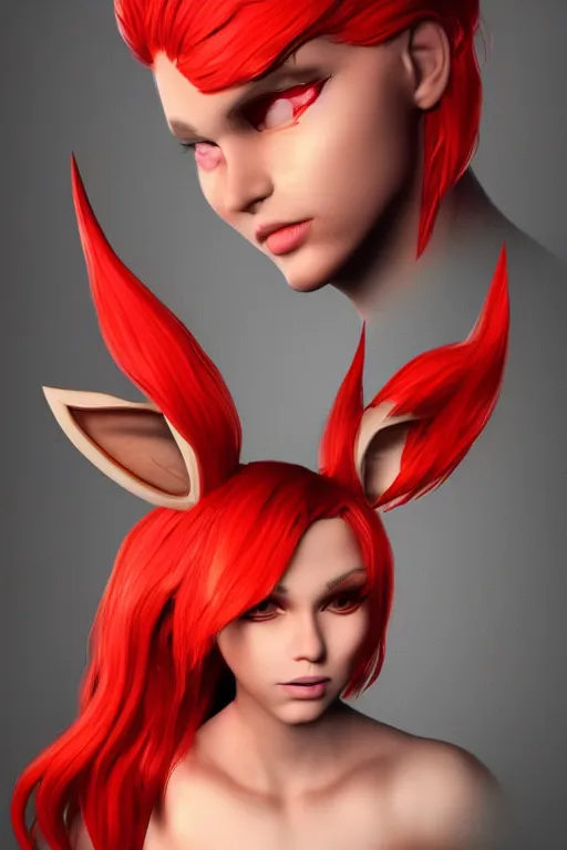 Prompt: a fiery viera king with red and white hair , Trending on artstation, artstationHD, artstationHQ, 4k, 8k