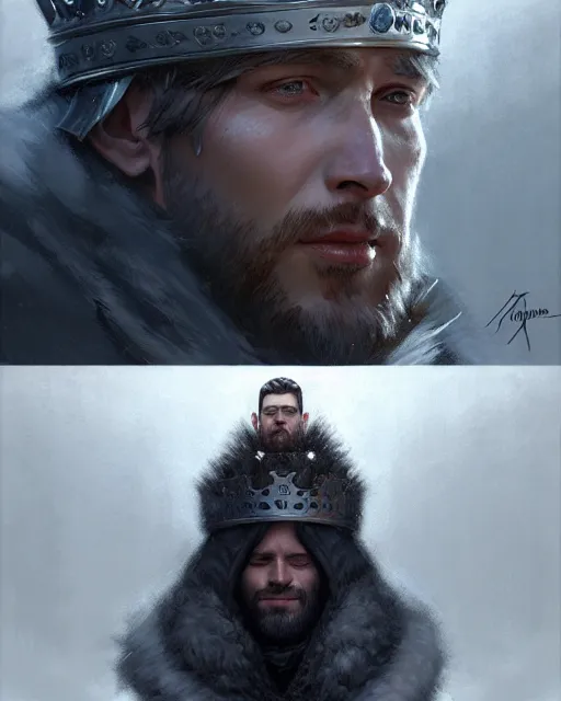 Image similar to the king in the north, with iron crown | | realistic shaded, fine details, realistic shaded lighting painting by greg rutkowski, diego gisbert llorens, magali villeneuve, artgerm, jeremy lipkin, michael garmash, rob rey