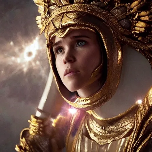 Image similar to Ellen Page as the cosmic goddess of Urixol, stunning photo, cinematic lighting, perfect composition