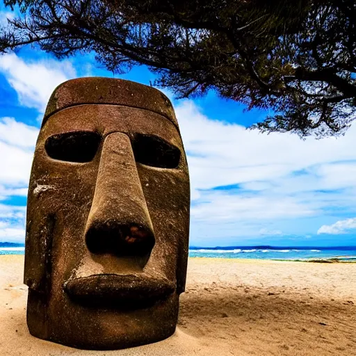 Moai statue wearing a turban