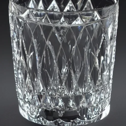 Prompt: a glass made of crystal decorated