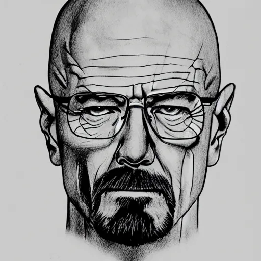 Prompt: a detailed sketch of walter white from breaking bad as guts from berserk, highly detailed, kentaro miura style