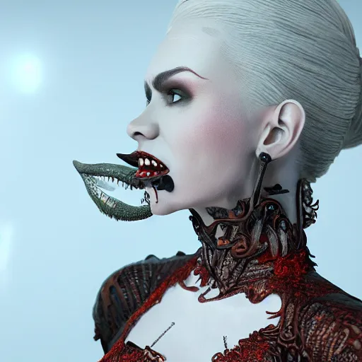 Image similar to the vampire queen, 4 k, intricate detailed, jaw dropping, gorgeous, surreal, octane render