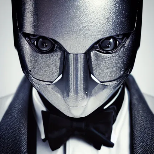 Prompt: “ closeup portrait of a robot wearing a tuxedo, depth of field, zeiss lens, detailed, symmetrical, centered, fashion photoshoot, by annie leibovitz and steve mccurry, david lazar, jimmy nelsson, breathtaking, 8 k resolution, extremely detailed, beautiful, establishing shot, artistic, hyperrealistic, beautiful face, octane render ”