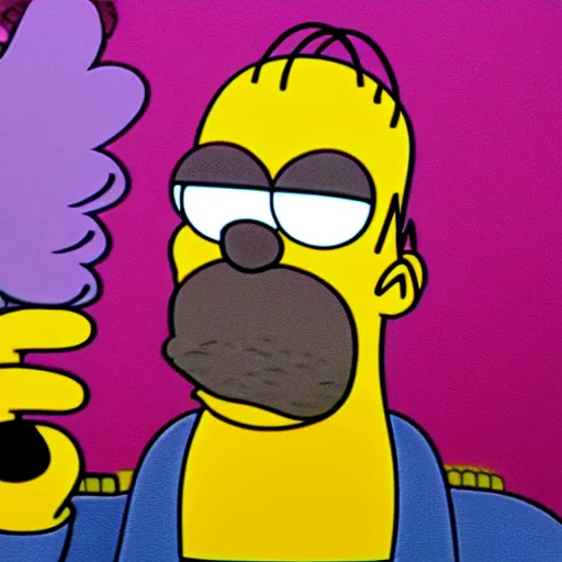 Image similar to CG Homer Simpson as Thanos, cinematic, anamorphic 4K