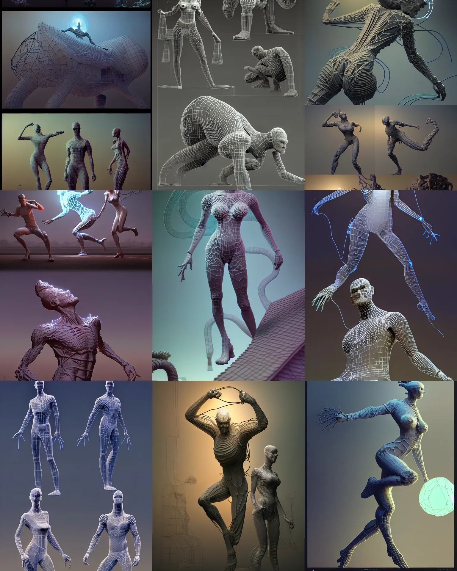 Prompt: high poly 3 d glowing wireframe models, figures, house, car, trees, daytime light source, ultra realistic, intricate details, 3 d modelling artifacts, highly detailed by peter mohrbacher, boris vallejo, hajime sorayama, wayne barlowe, paolo eleuteri serpieri