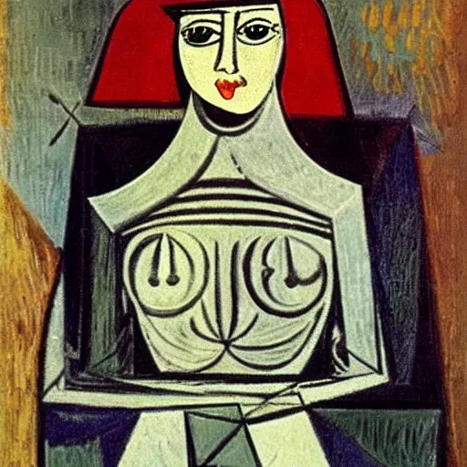 Prompt: portrait of knight girl by Pablo Picasso