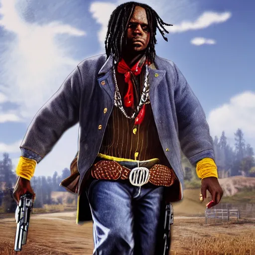 Image similar to Rapper Chief Keef In red dead redemption 2 digital art 4K quality super realistic