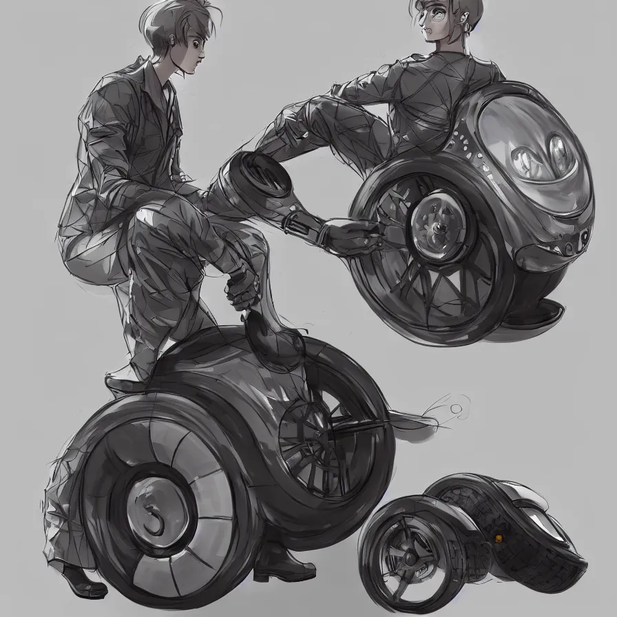 Image similar to a beautiful concept art of futuristic monowheel, with sitting rider by alex pyatov and patrick razo, trending on artstation