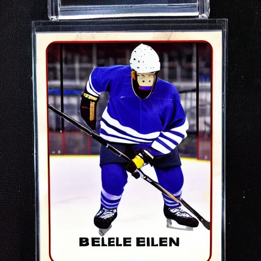 Image similar to billie eilish as a hockey player trading card