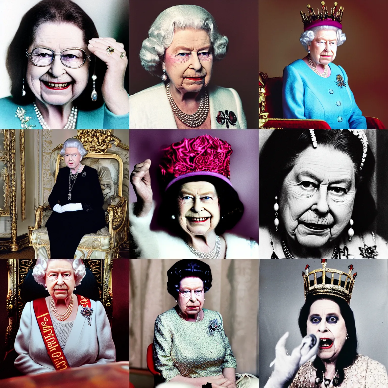 Prompt: queen elizabeth as ozzy osbourne, portrait photography