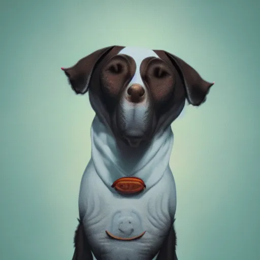 Image similar to portrait of a dog in james jean style, vfx art, unreal engine render, claymation style, colourful, volumetric light, digital painting, digital illustration, dramatic light,