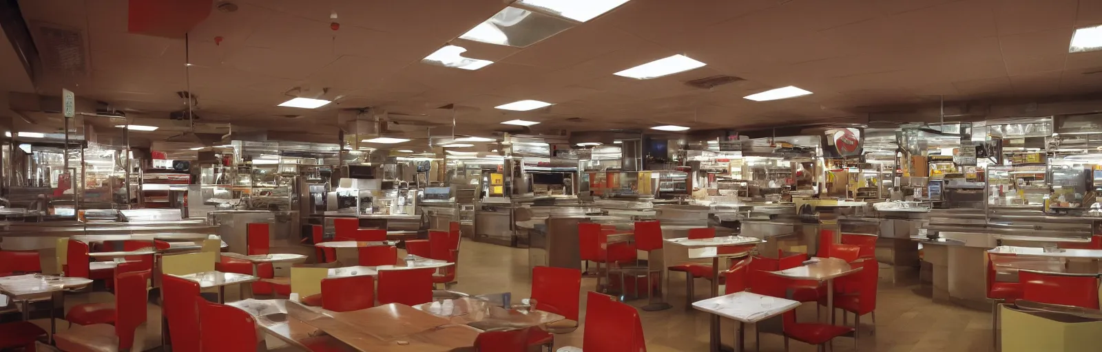 Image similar to Photograph of a 1990s MCDonald's,interior