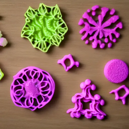 Image similar to delicious 3d printed candy sugars making fractal patterns out of printed sugar