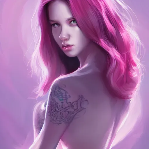 Prompt: teen girl, full body, pink hair, gorgeous, amazing, darkness aura brooding from her body, elegant, intricate, highly detailed, digital painting, artstation, concept art, sharp focus, illustration, art by Ross tran