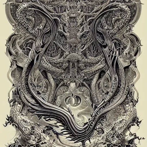 Image similar to a painting of a dragon in a frame, digital art by joe fenton, alex grey, behance contest winner, psychedelic art, psychedelic, lovecraftian, biomorphic, intricate, detailed