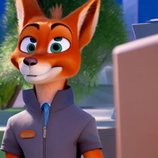 Image similar to nick wilde from zootopia, pixar style