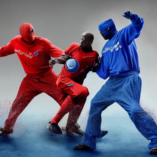 Image similar to crips vs bloods, uhd, 8 k photograph by emanuele dascanio and robin eley