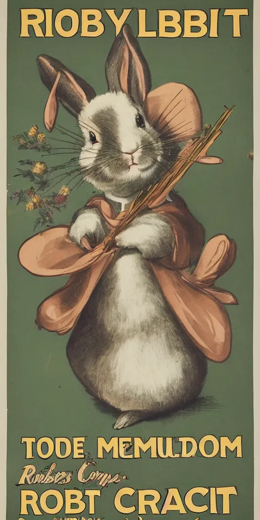 Prompt: a 1 9 0 0 s poster advertising a famous rabbit composer