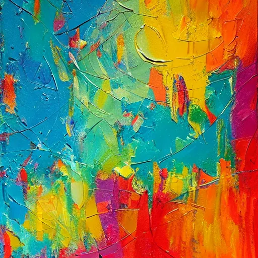 Prompt: a beautiful abstract colorful impasto organic painting