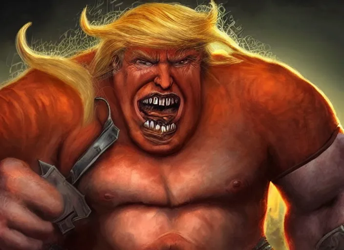 Image similar to donald trump as garrosh in world of warcraft