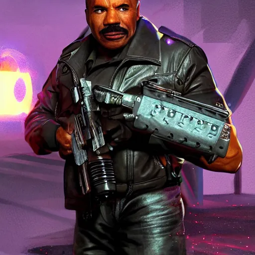 Prompt: steve harvey as the terminator, octane render, in the style of Marc Simonetti