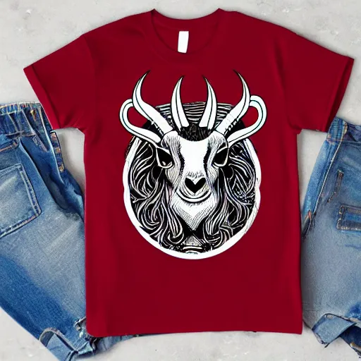 Image similar to satanic goat line art, graphic tees