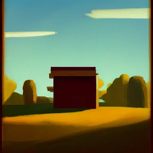 Prompt: there is hope on the horizon, Edward Hopper and James Gilleard style